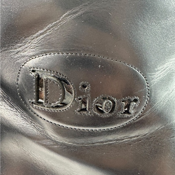 DIOR Logo Black Leather Women's Ankle Boots Marked as 8.5 US Made in Italy - Picture 7 of 14